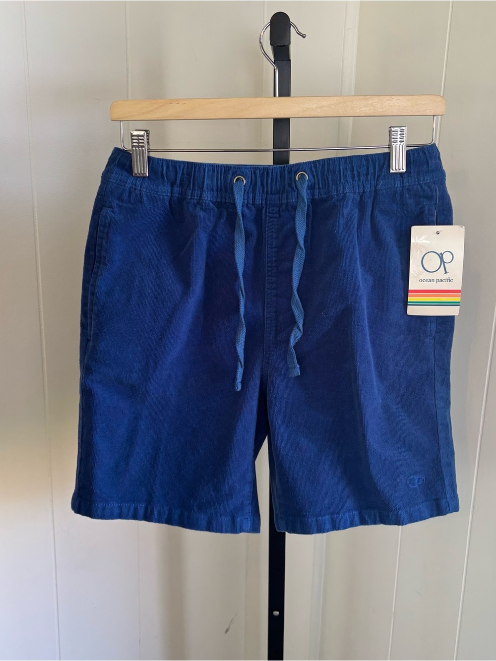 Ocean Pacific OP Corduroy Chino Pull On Shorts Bright Cobalt Blue Men’s S NWT